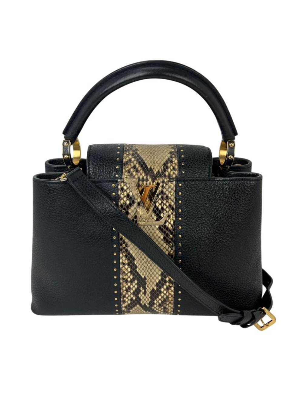 Louis Vuitton Taurillon Capucines MM Black Shoulder Bag